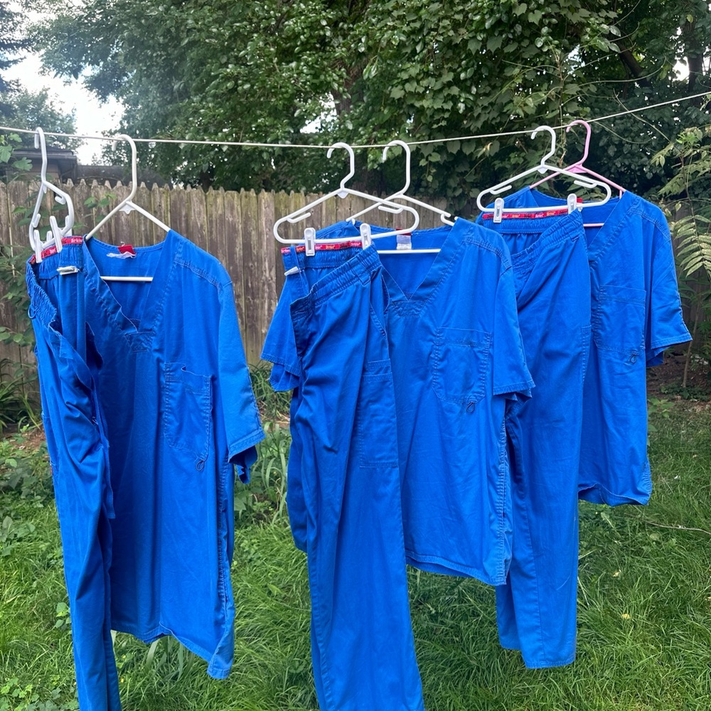 3 Full Sets Dickies Scrubs - Royal Blue - Size Large